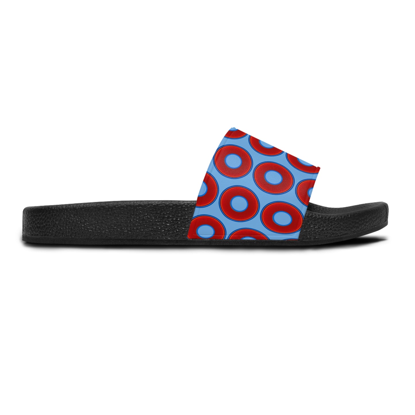 Lumpy Sandals - slip-ons - red vivid donuts w/light blue background