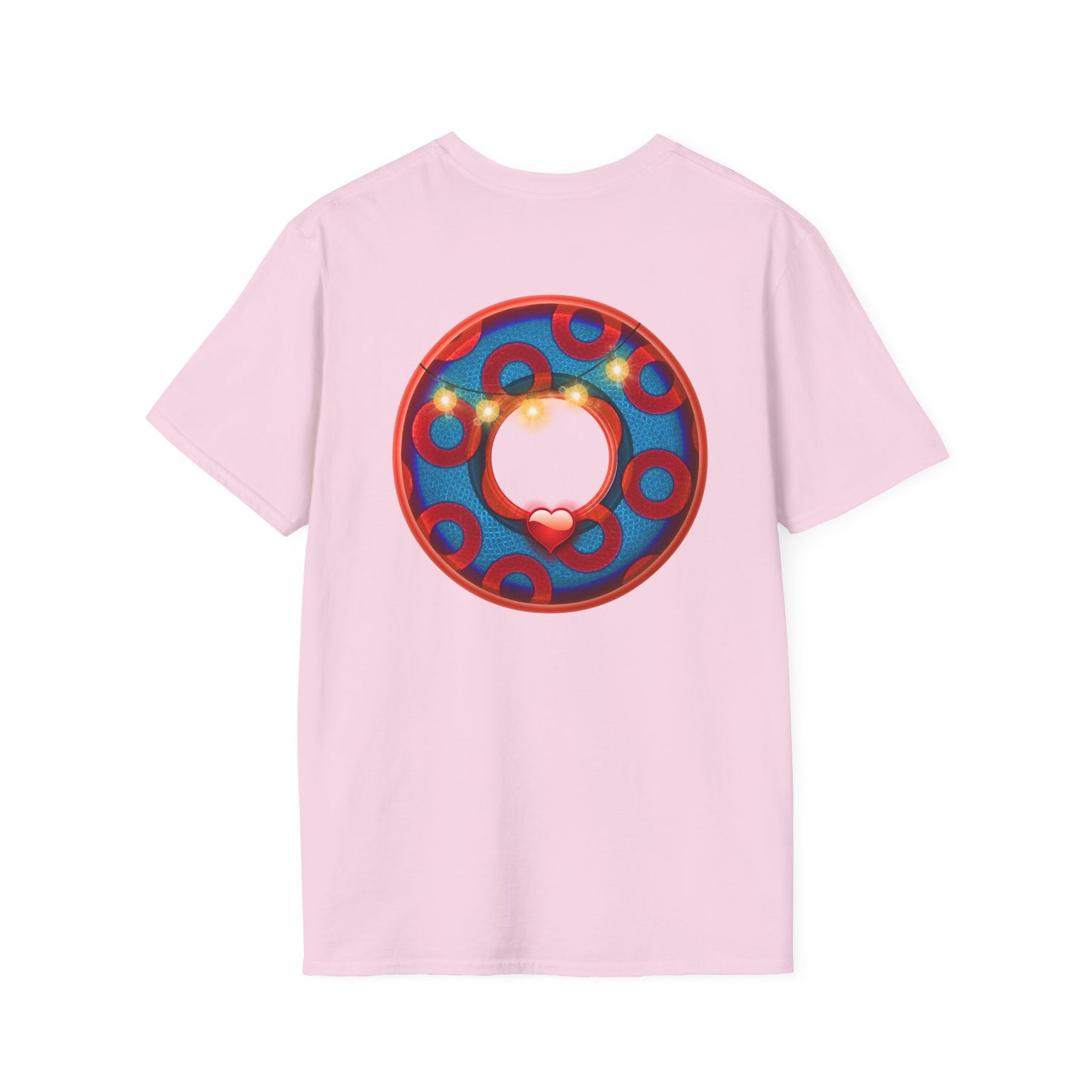 Classic Donut Tee - Unisex Soft-Style - "MORE Donuts Please" - rustic dark blue/red paradox donut - variant 1