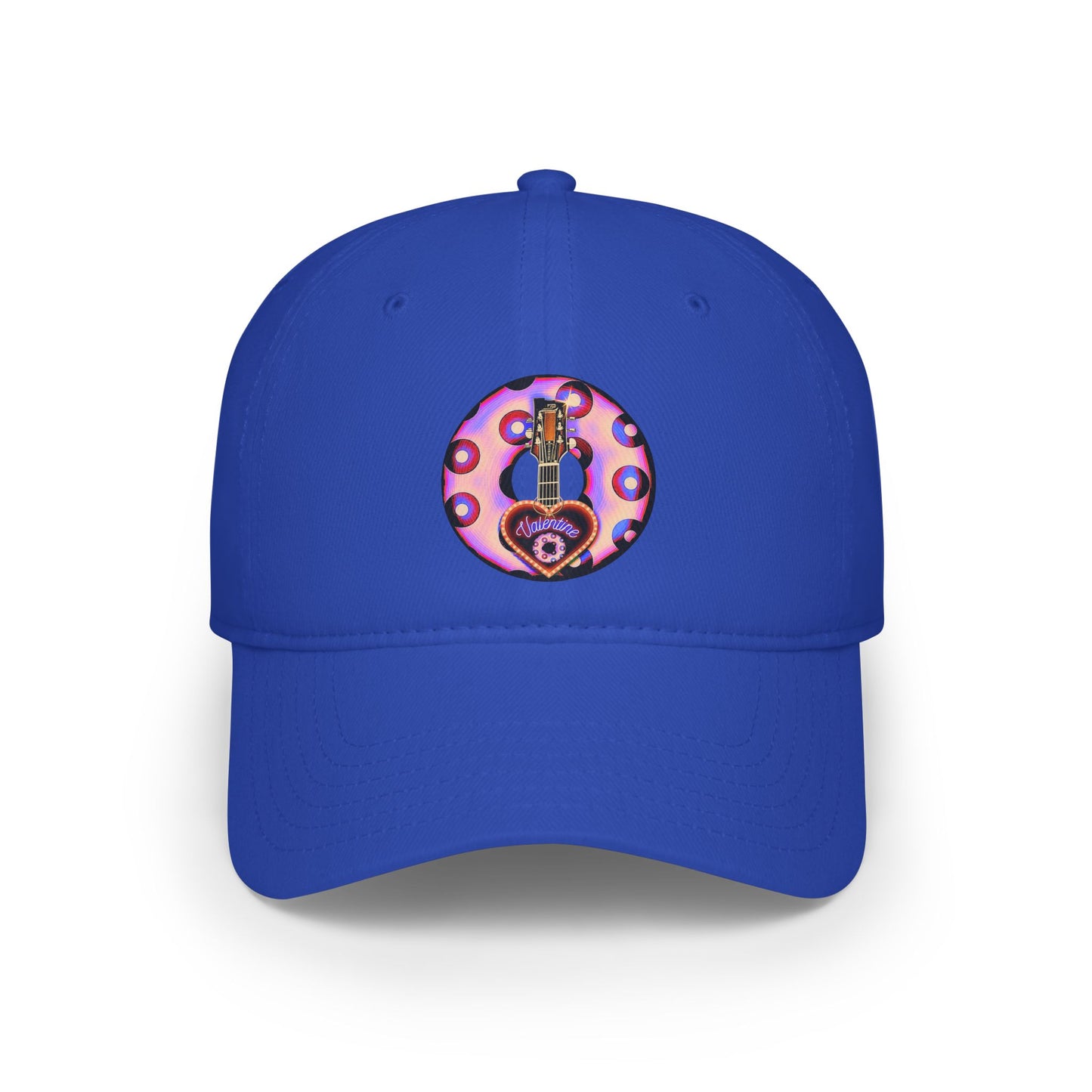 Lumpy Donut Baseball Cap - "Would You Be My Donut?" - paradoxical light purple/red blimpy donut w/ - variant 3