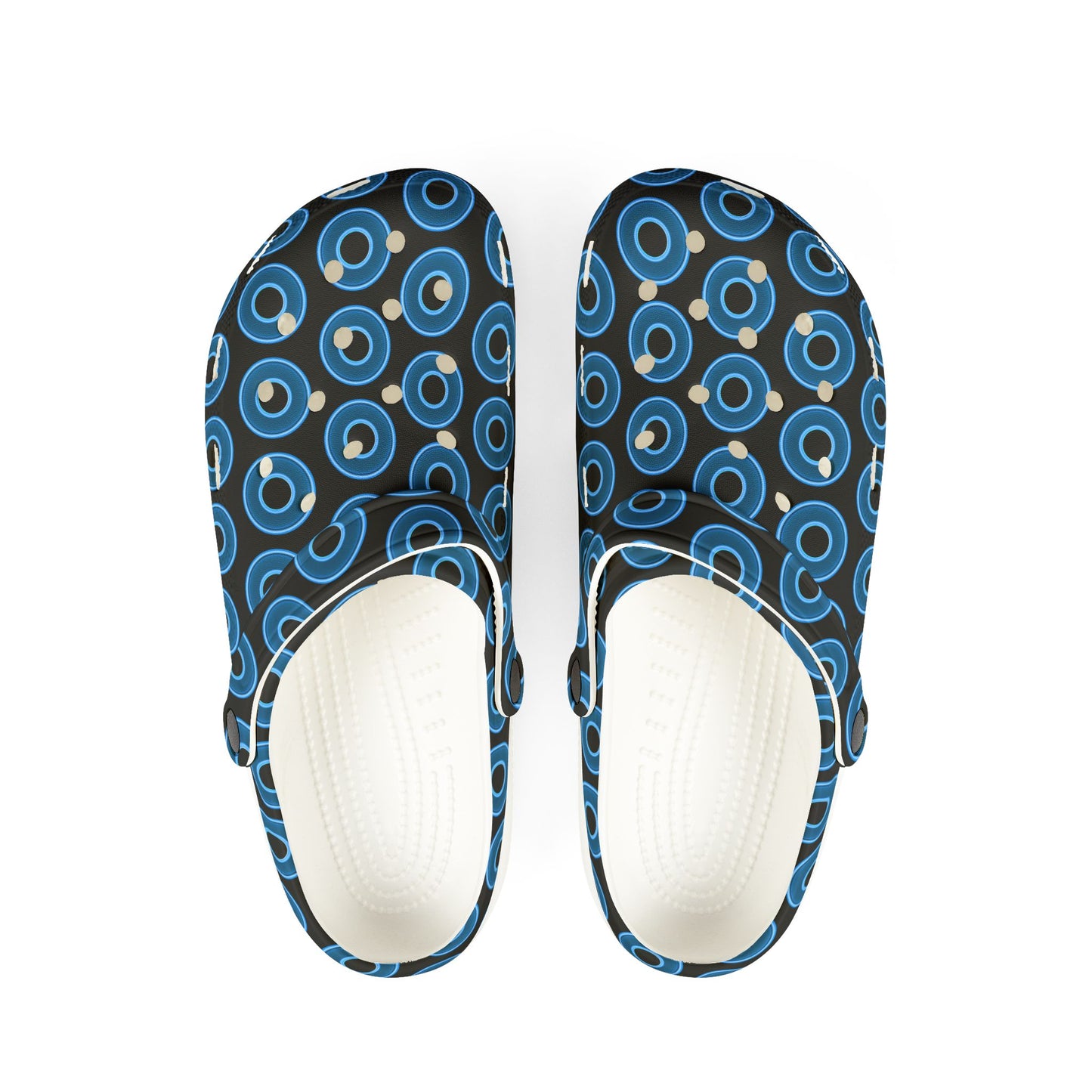 Spatchcocks - donut slip-on shoes - blue rustic donuts w/black background [unisex]