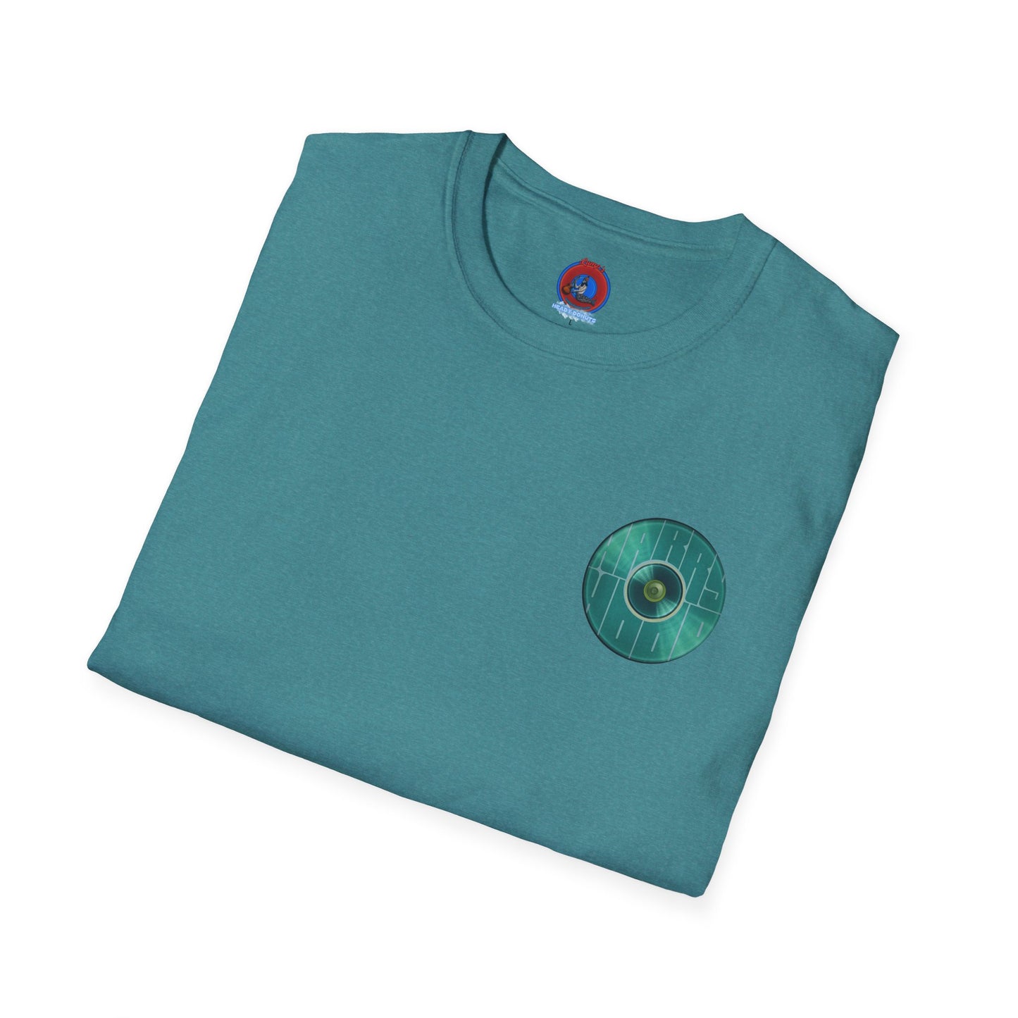 Classic Donut Tee - Unisex Soft-Style - "Harry's Hoodlum Donut" - series 1.0  - variant 3 - green donut(s)