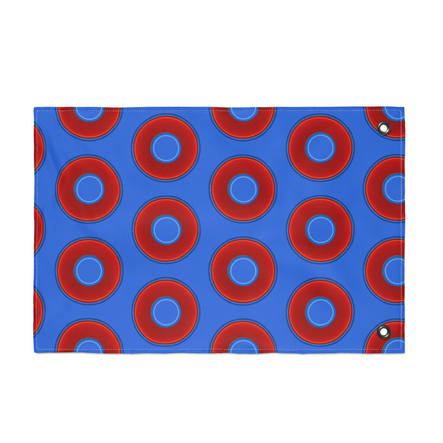 Lumpy Flagpole Sitters - Donut Flags [12" x 18"] - red vivid donut print w/medium royal blue background