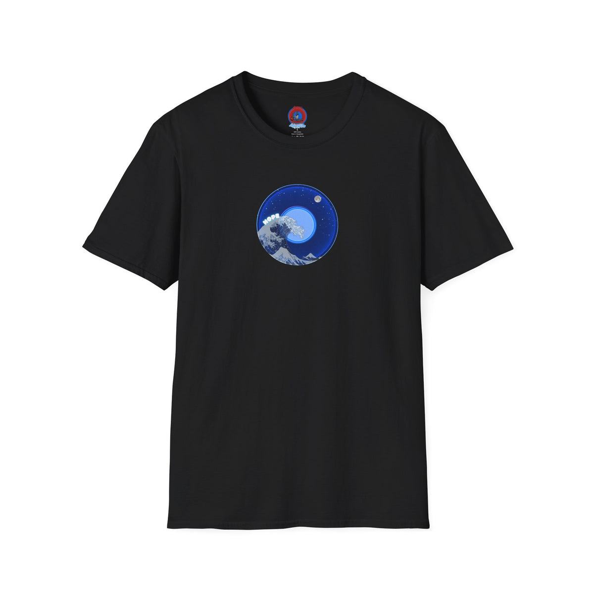 Classic Donut Tee - Unisex Soft-Style - "The Hopeful Waving Donut" - vivid blue donut - variant 1