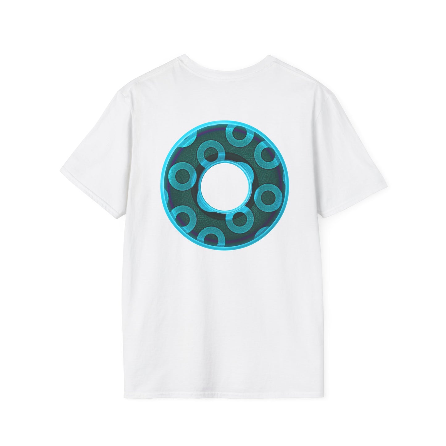 Plain Donuts/Unisex Soft-Style - "Plain Rustic Paradoxical Donuts" - light aquamarine/dark teal donuts
