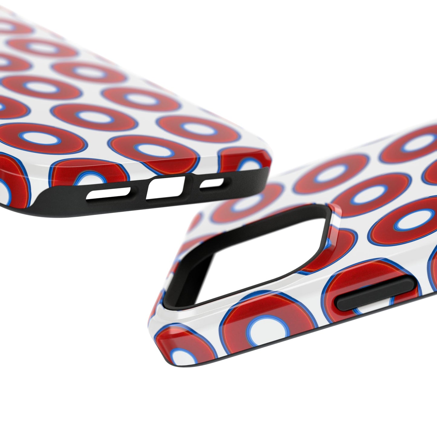 Impact-Resistant Lumpy Donut Case - red vivid donut print w/white background