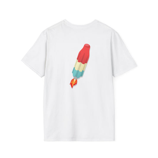 Classic Donut Tee - Unisex Soft-Style - "Blow this Popsicle Stand" - red/blue/cream - bomb pop