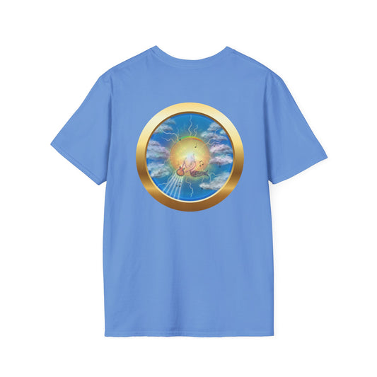 Classic Donut Tee - Unisex Soft-Style - "The Divided Donut" - variant 1 - blue/blue donut [*50% to The Divided Sky Foundation]