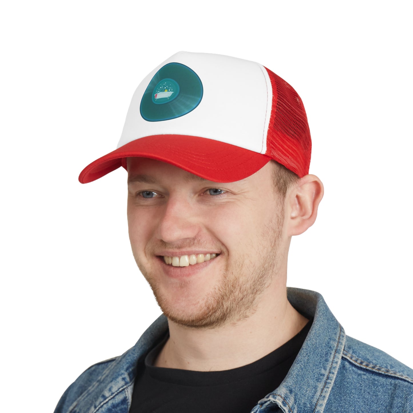 Lumpy Trucker Hat - "Rubber Ducky, You're the One" - teal donut