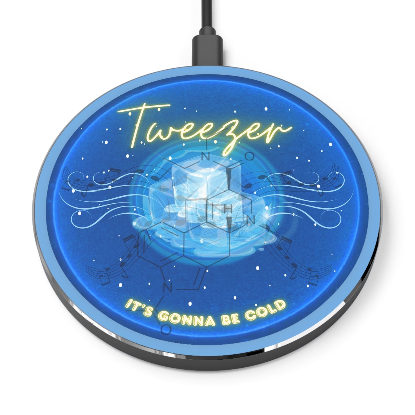 The Flow - Wireless Lumpy Donut Chargers - "The Wireless Donut Charger Reprised" - vivid blue w/light  blue background