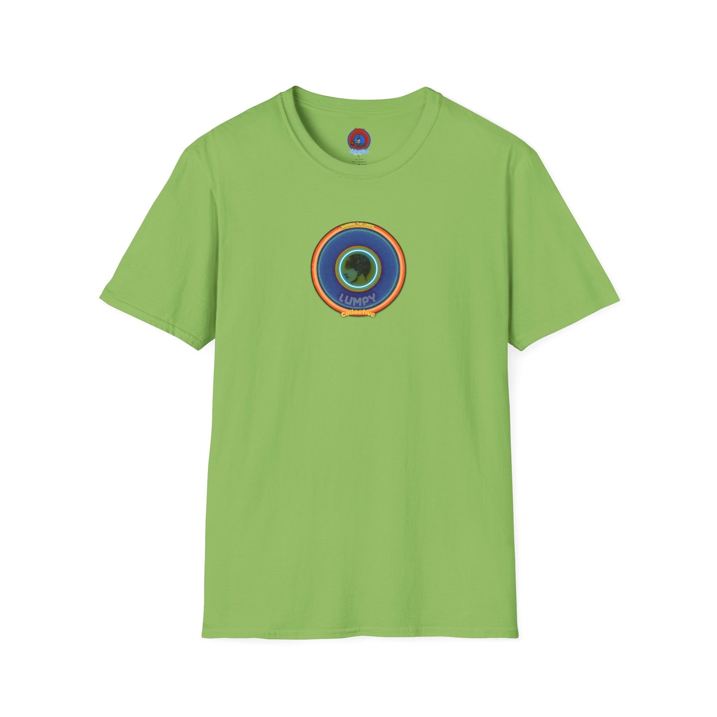 Classic Donut Tee - Unisex Soft-Style - "Lumpy Collective Donut" - blue/orange lumpy donut - variant 4