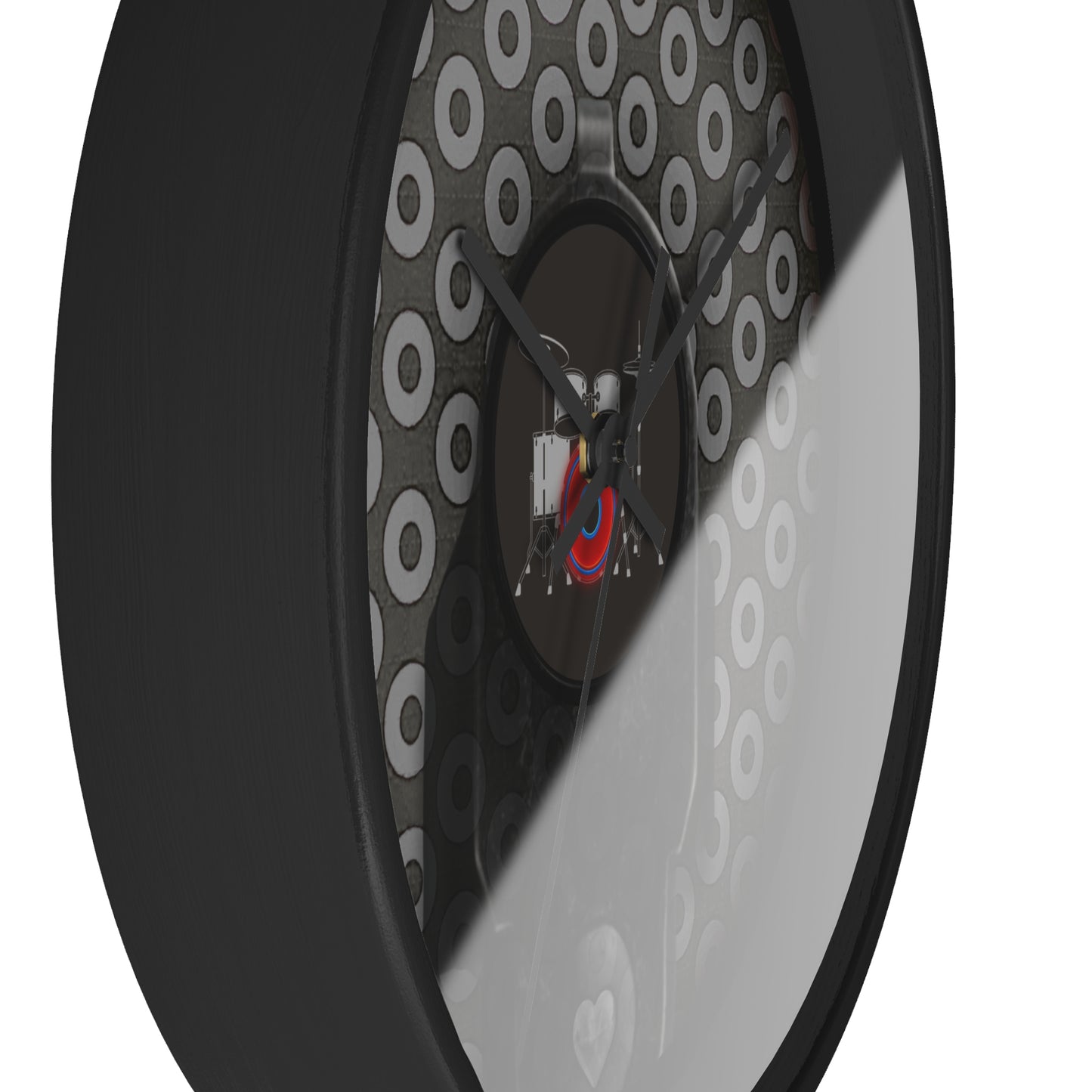 Lumpy Wall Clock - "Life Saving Donut" - gray/black paradoxical donut w/black background