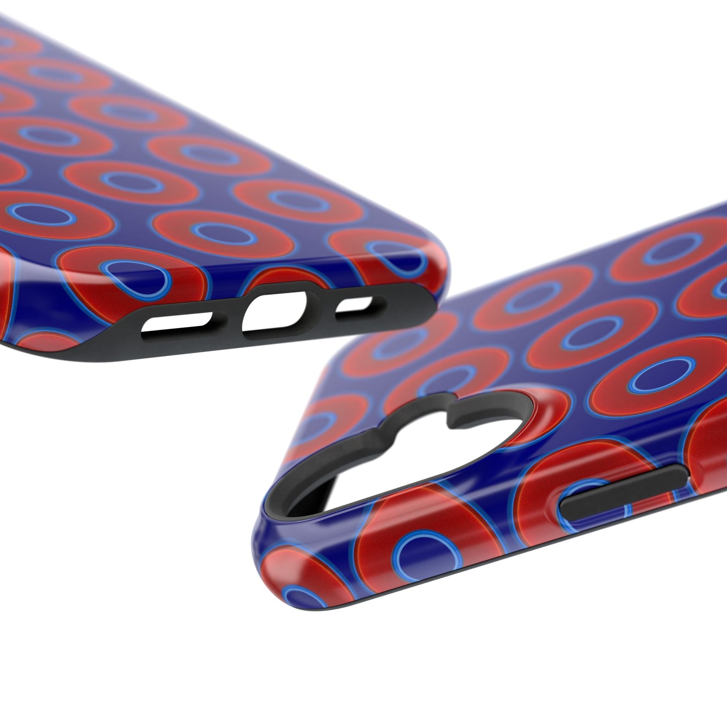Magnetic Tough Donut Case - red vivid donut print w/vivid navy blue background