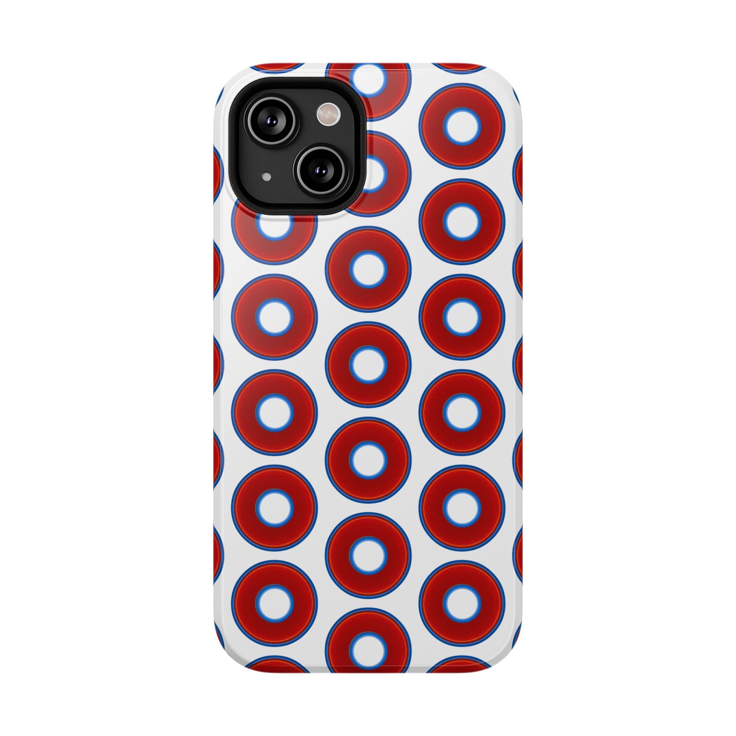 Impact-Resistant Lumpy Donut Case - red vivid donut print w/white background