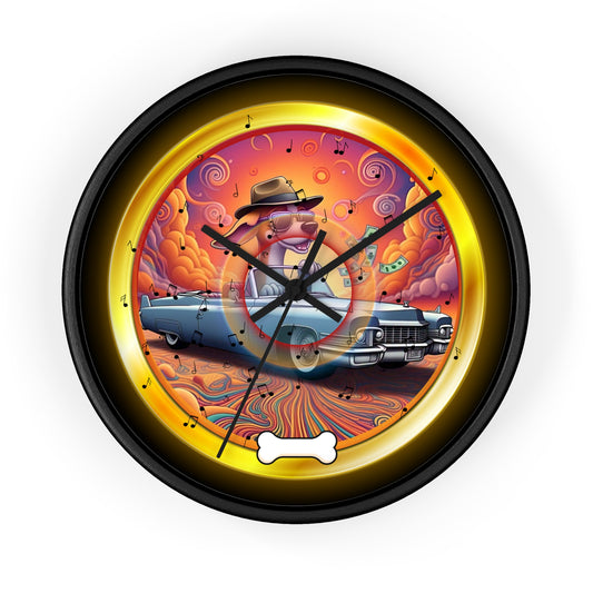 Lumpy Wall Clock - "Jimmy's Marathon Donuts" - variant 4 - golden pic donut w/black background