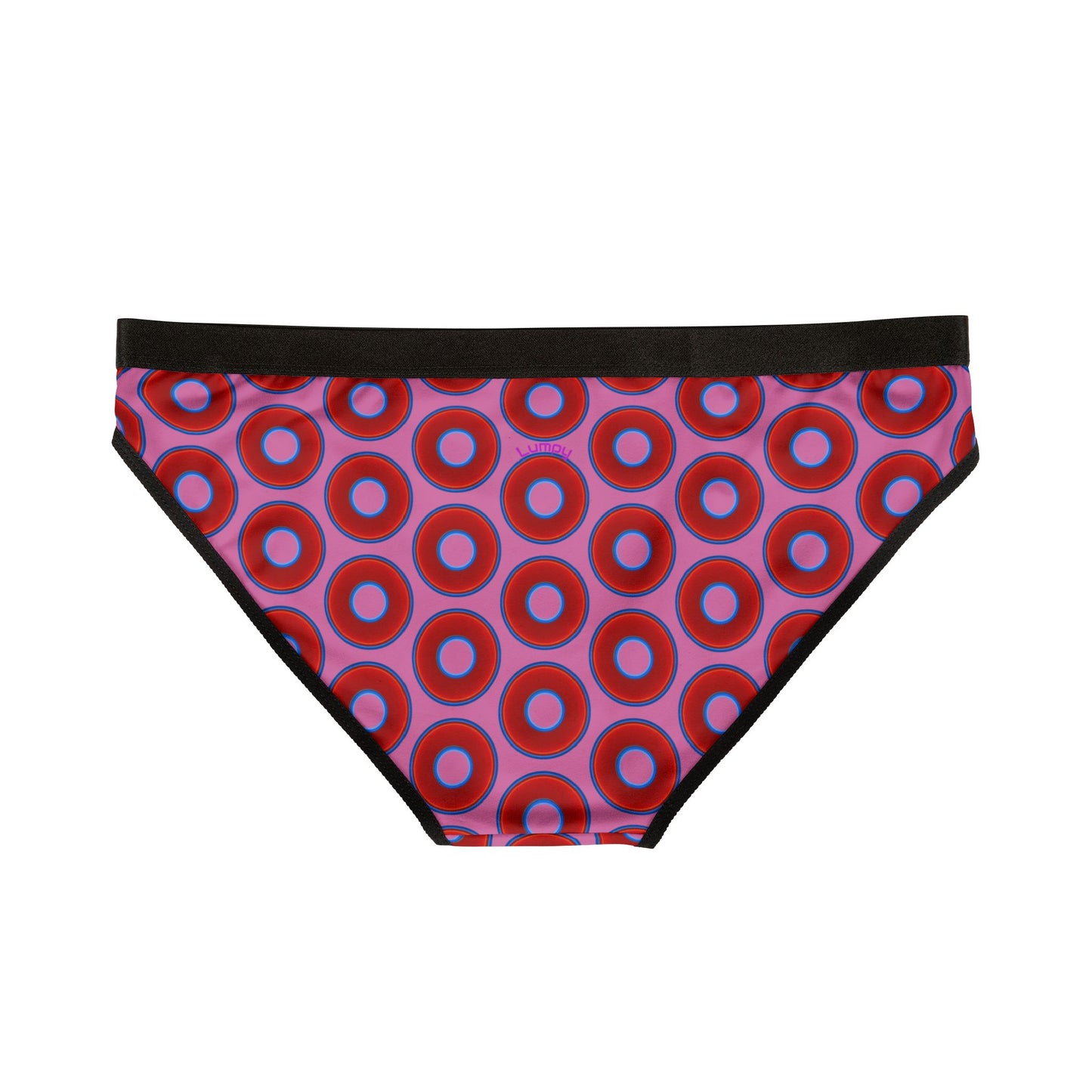 Lumpy Donut Underwear - vivid red donut print w/pink background