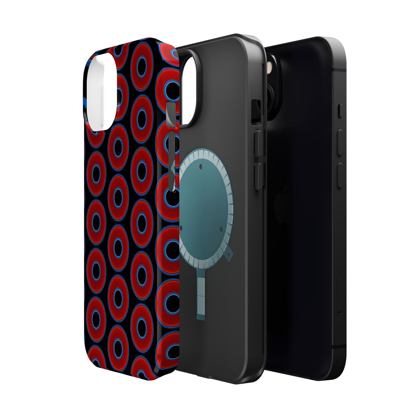 Magnetic Tough Donut Case - red vivid donut print w/black background