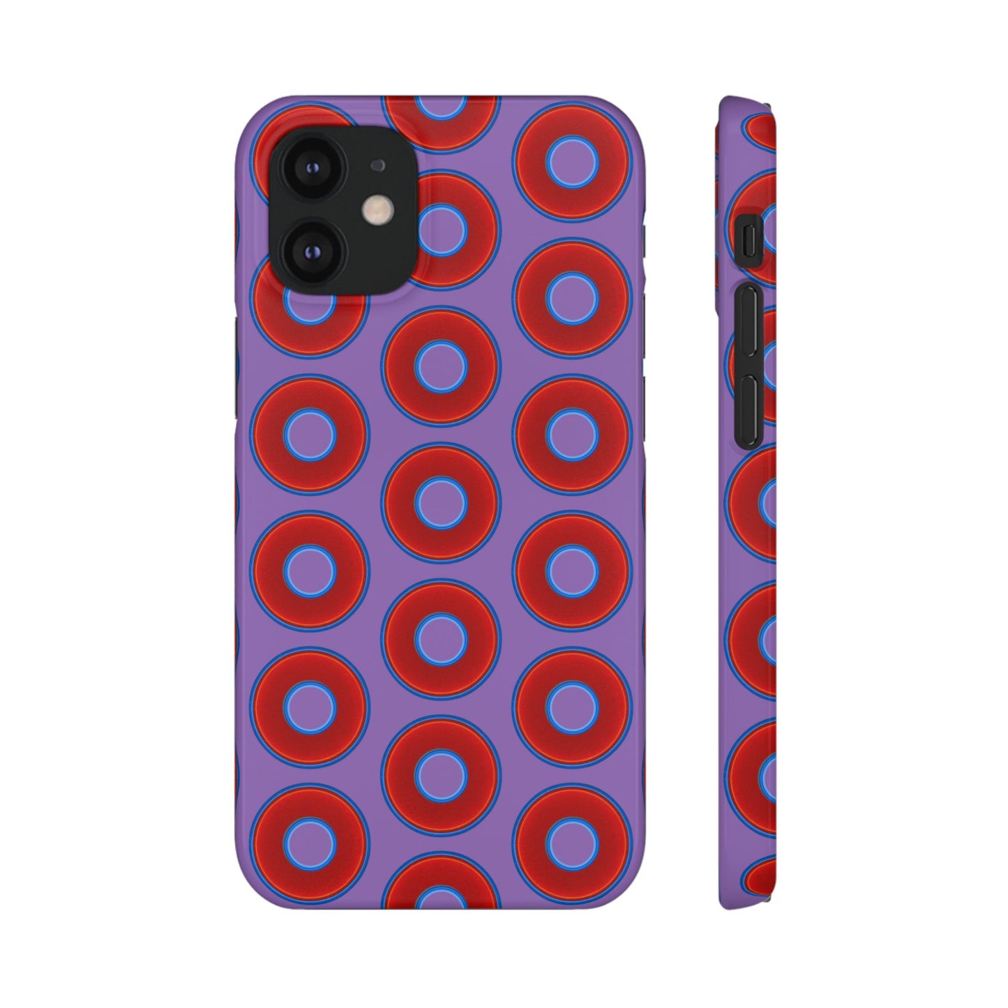 Lumpy Donut Snap Case - red vivid donut print w/light purple background