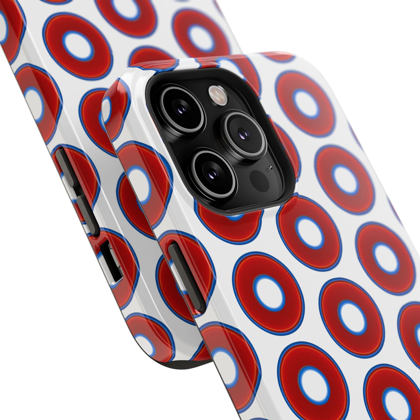 Impact-Resistant Lumpy Donut Case - red vivid donut print w/white background