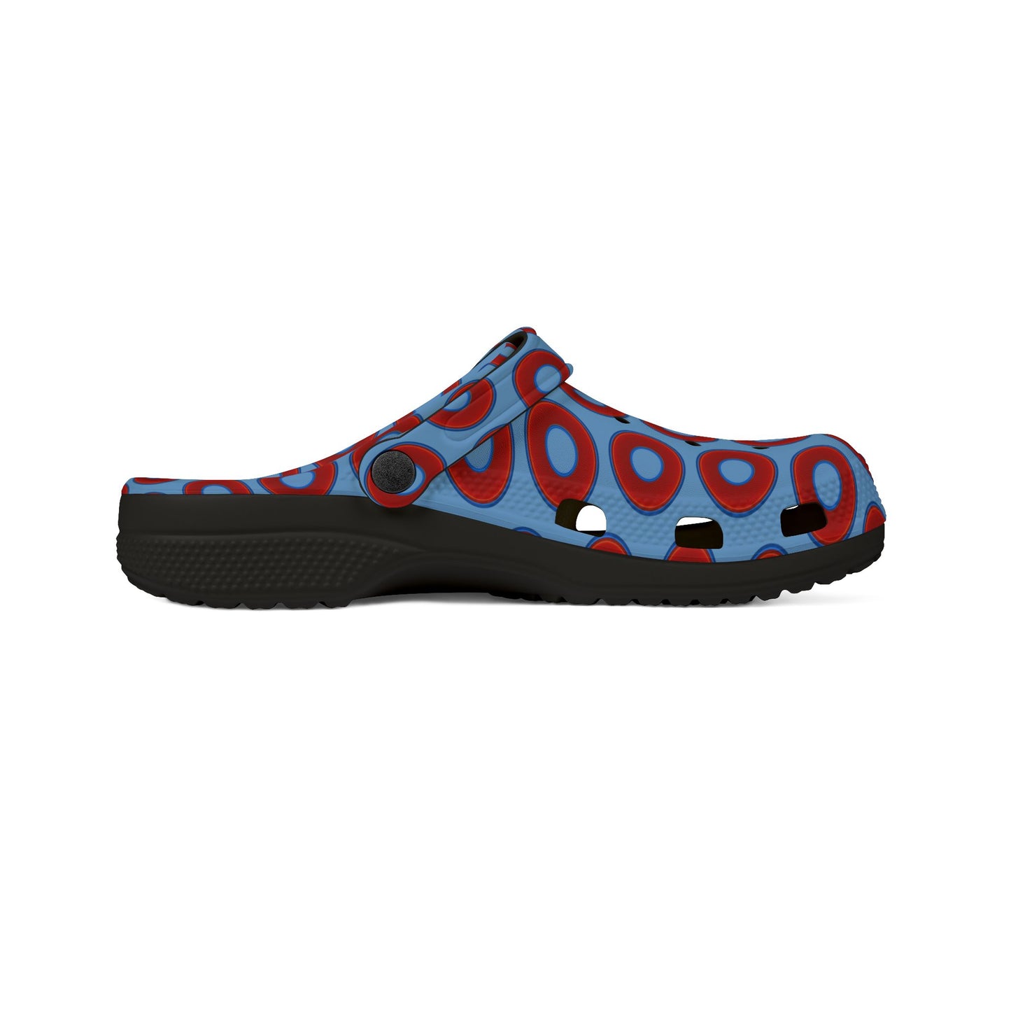 Spatchcocks - donut slip-on shoes - vivid red donuts w/light blue background [unisex]
