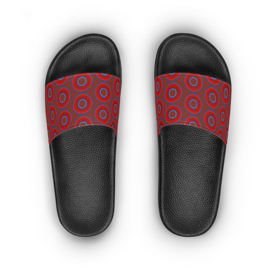 Lumpy Sandals - slip-ons - red vivid donuts w/burnt umber background