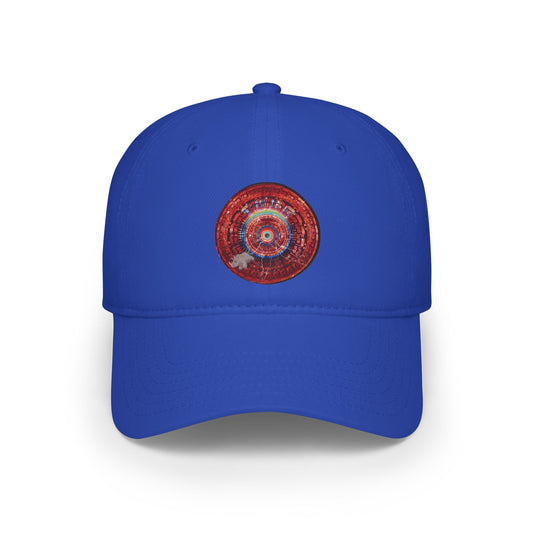 Lumpy Donut Baseball Cap - "Rhinos Do Run From Thunderous Donut Caps" - variant 2 - vivid red tube donut w/