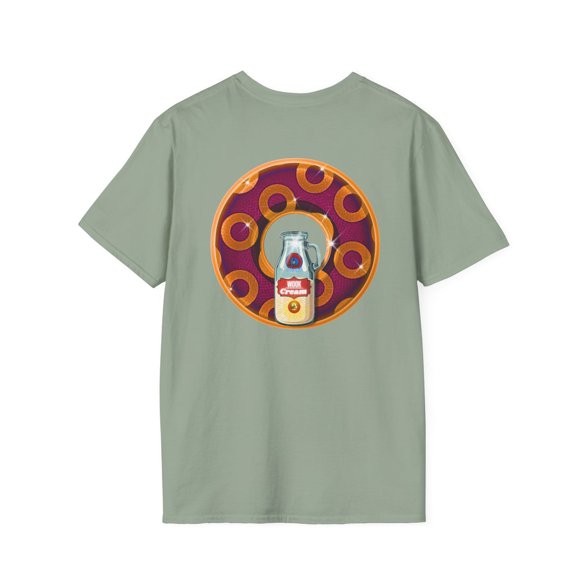 Classic Donut Tee - Unisex Soft-Style - "Princely Wooked Cream - YEMSG Donut " - burgundy/orange rustic paradox donut - variant 1