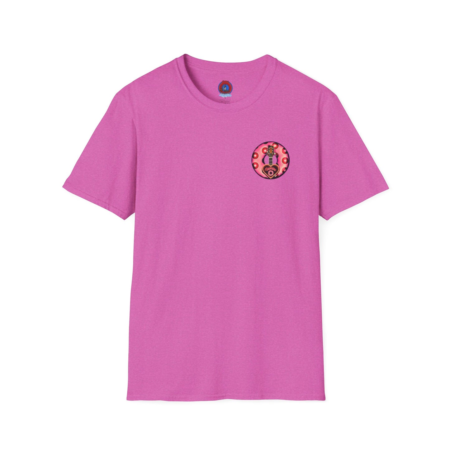 Classic Donut Tee - Unisex Soft-Style - "Would You Be My Donut?" - paradoxical faded magenta/red donut - variant 1