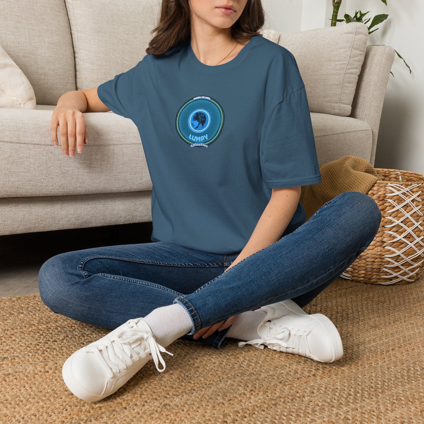 Classic Donut Tee - Unisex Soft-Style - "Lumpy Collective Donut" - aquamarine blue/green lumpy donut - variant 3