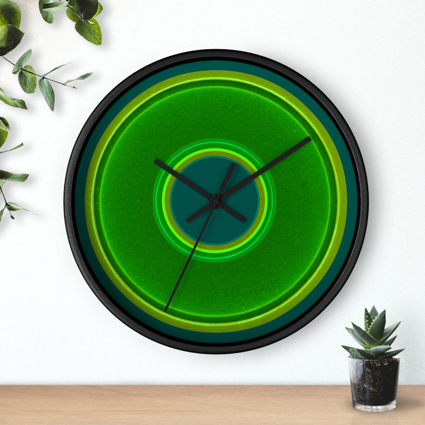Lumpy Wall Clock - green vivid donut - variant 5 - w/dark Fenway green background