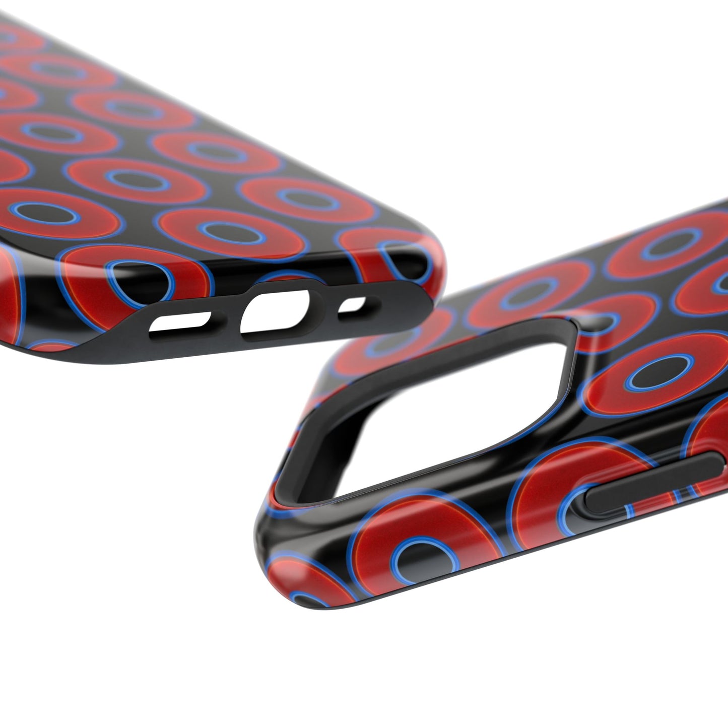 Magnetic Tough Donut Case - red vivid donut print w/black background