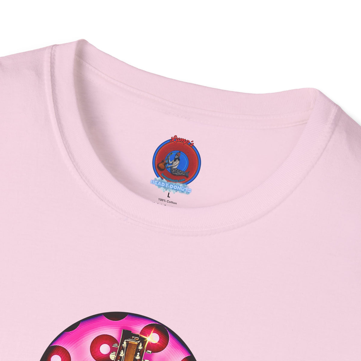 Classic Donut Tee - Unisex Soft-Style - "Would You Be My Donut?" - paradoxical bubblegum pink/red donut - variant 2