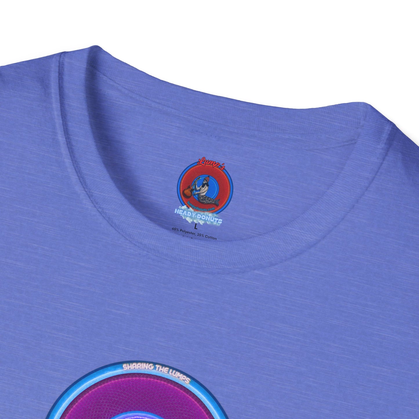 Classic Donut Tee - Unisex Soft-Style - "Lumpy Collective Donut" - rustic purple/light blue lumpy donut - variant 2