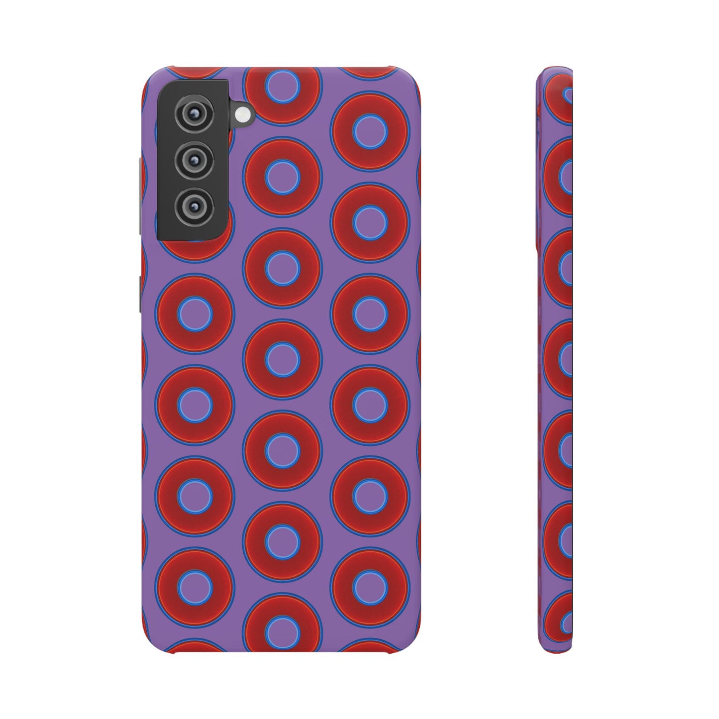 Lumpy Donut Snap Case - red vivid donut print w/light purple background
