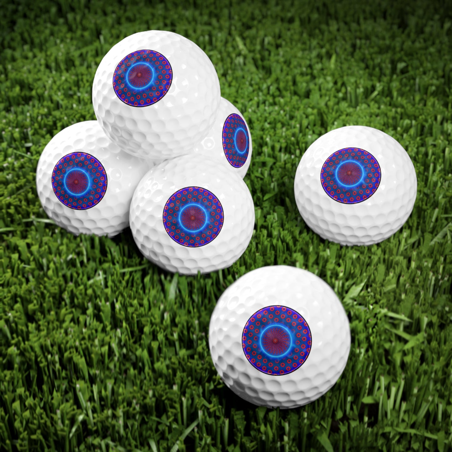 Lumpy Donut Golf Balls - 6-pack - "The Golf Ball that Split Open & Melted" - electric blue paradox donut - variant 1