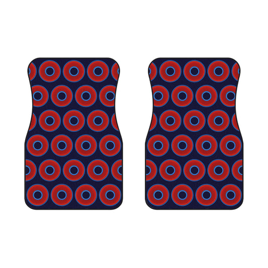 Contacted Car Mats - Set of 2/Front - vivid donut print w/midnight blue background
