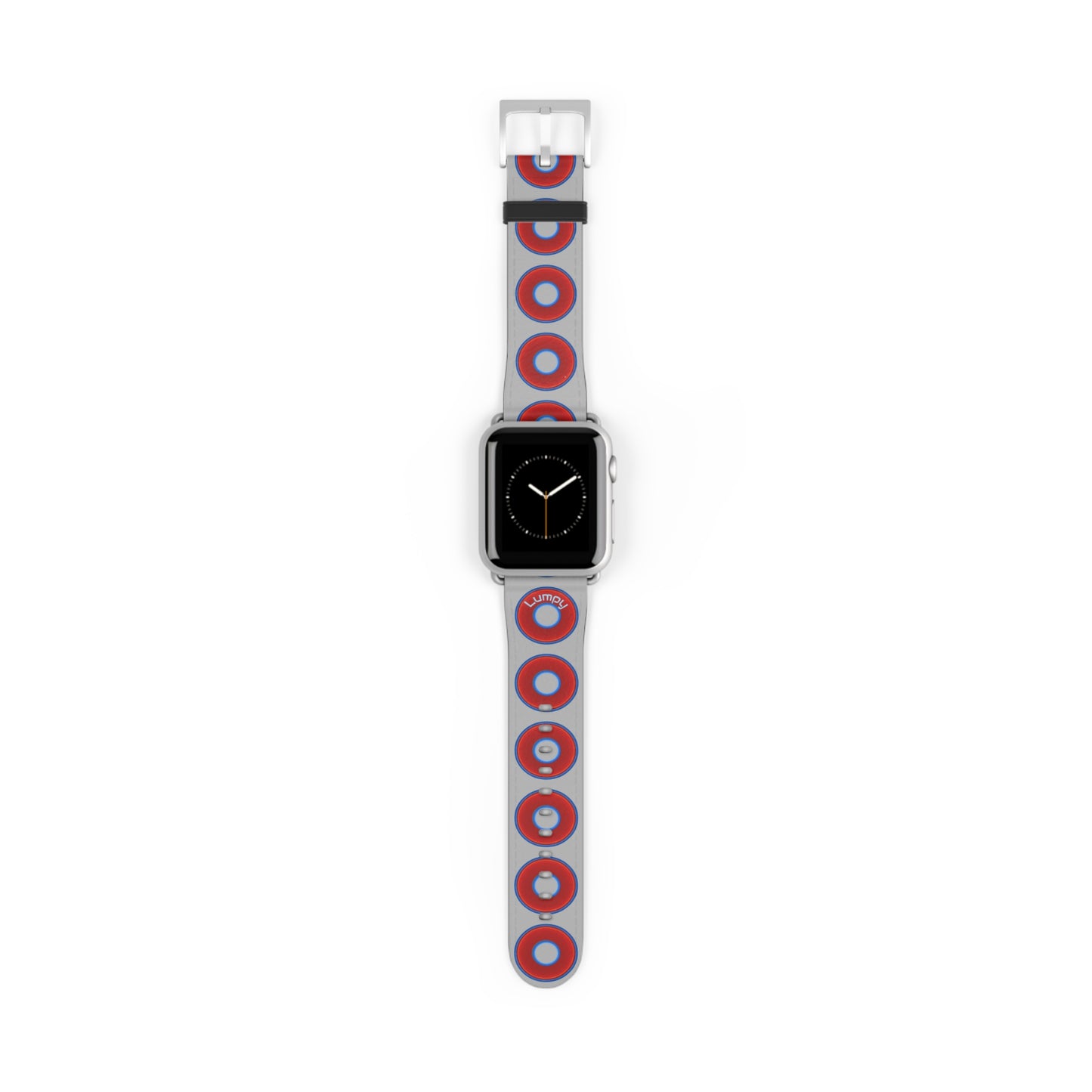 Lumpy Donut Wristband - compatible w/apple watch - red vivid donuts w/light gray background