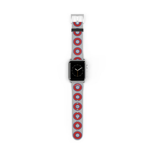 Lumpy Donut Wristband - compatible w/apple watch - red vivid donuts w/light gray background