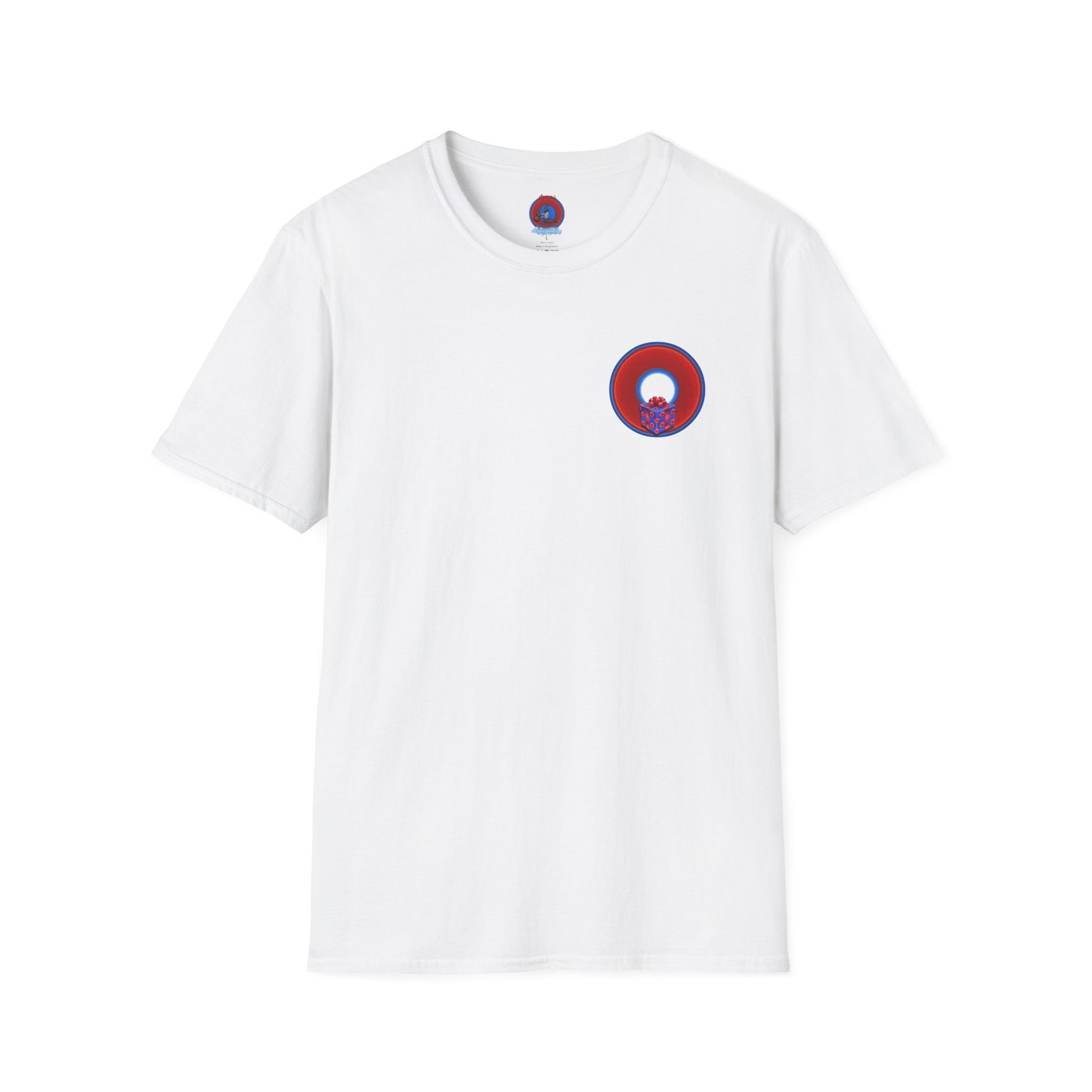 Classic Donut Tee - Unisex Soft-Style - "Phishmas Caroler's Tee " - vivid red/blue donut - variant 1