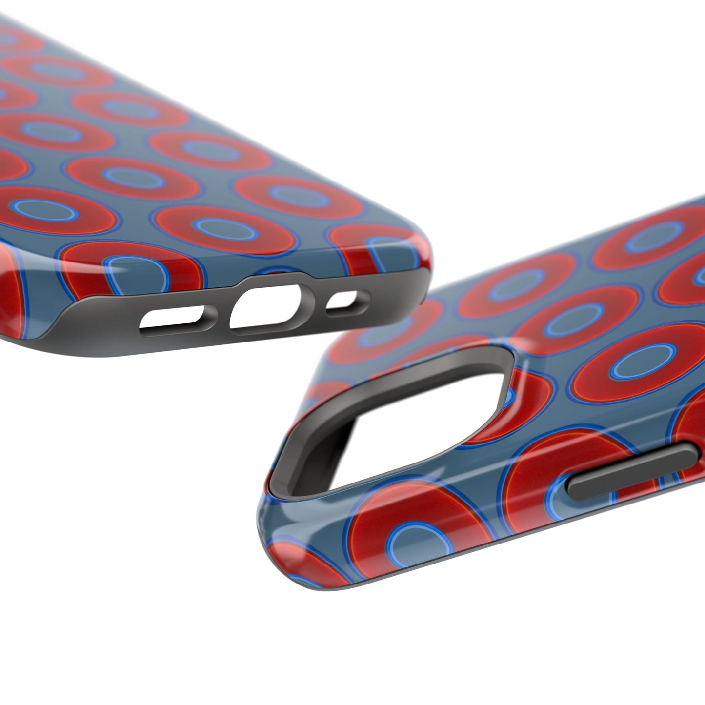 Magnetic Tough Donut Case - red vivid donut print w/steel blue background