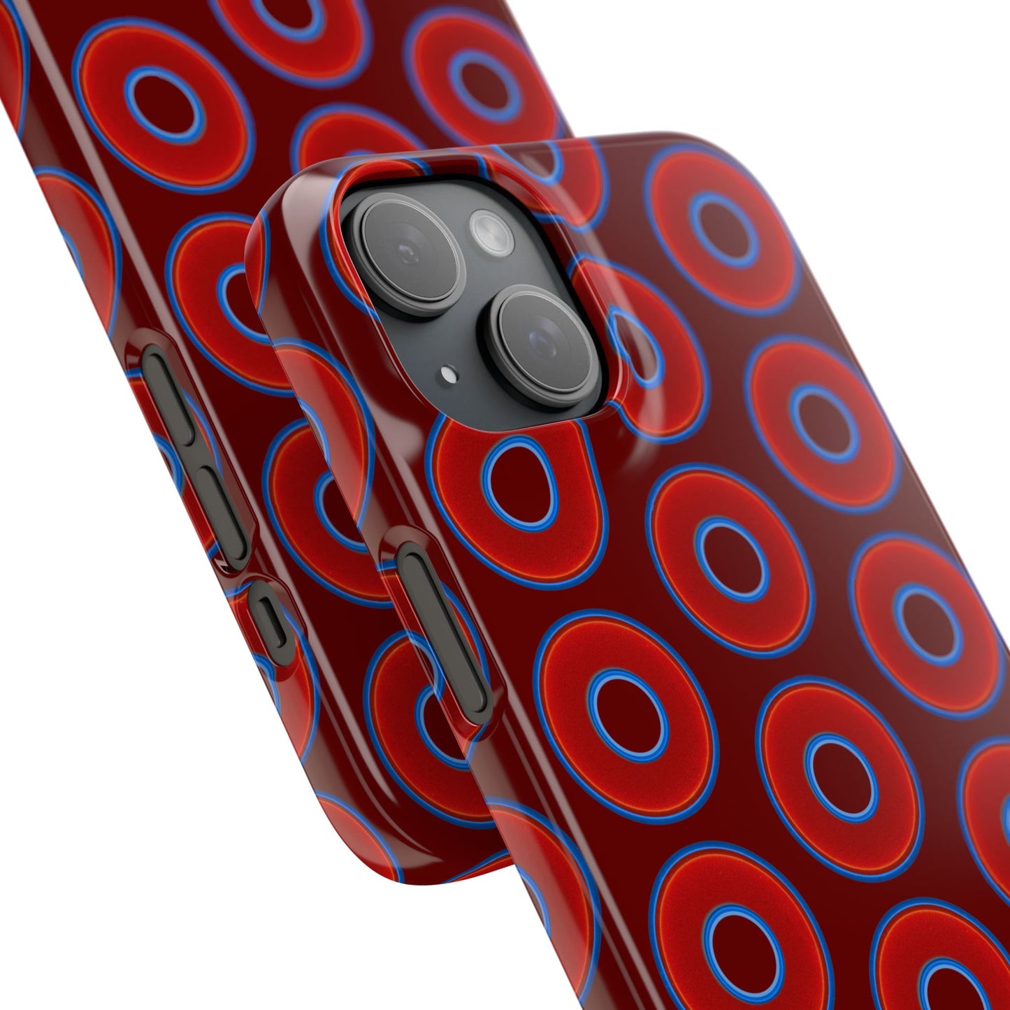 Lumpy Donut Snap Case - red vivid donut print w/dark red background