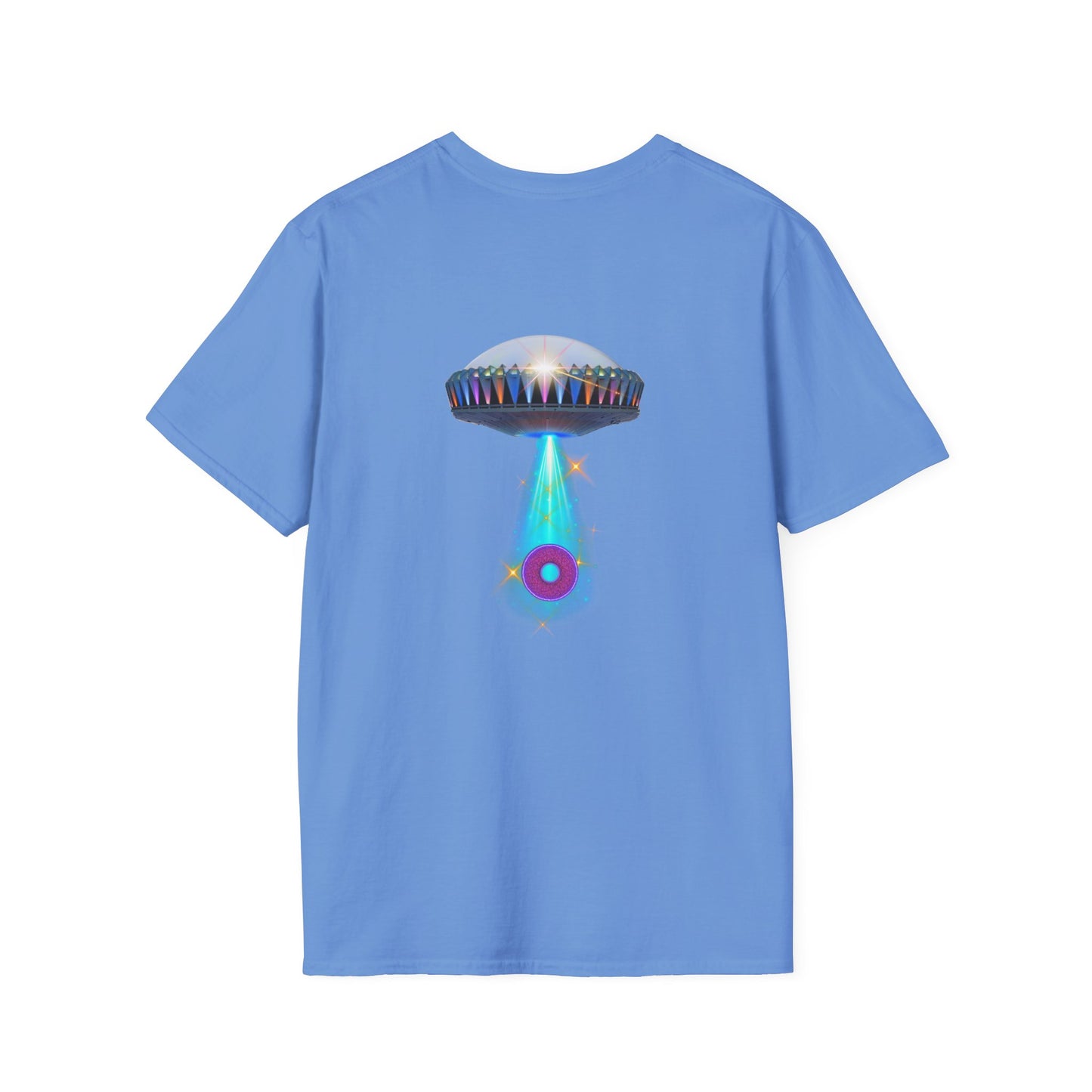 Classic Donut Tee - Unisex Soft-Style - "Donuts now Served on the Mothership" - series 1.0  - variant 6  - tractor-beamed donut
