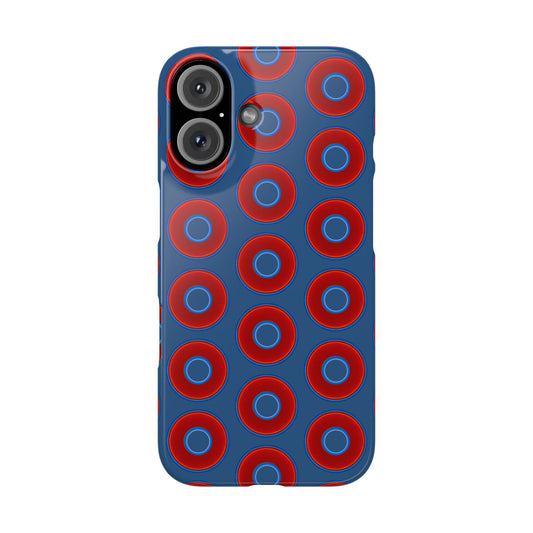 Lumpy Donut Snap Case - red vivid donut print w/light navy blue background