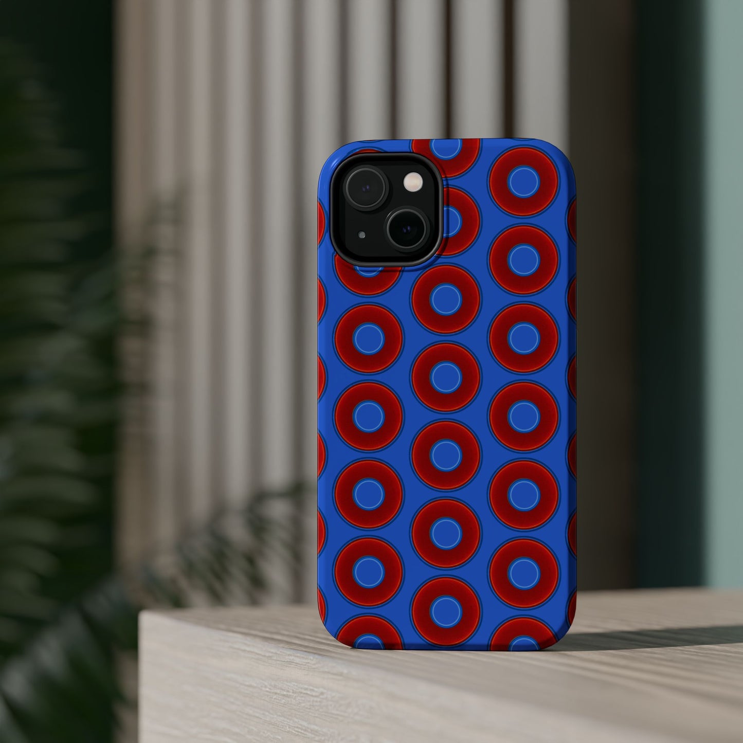 Magnetic Tough Donut Case - red vivid donut print w/medium royal blue background