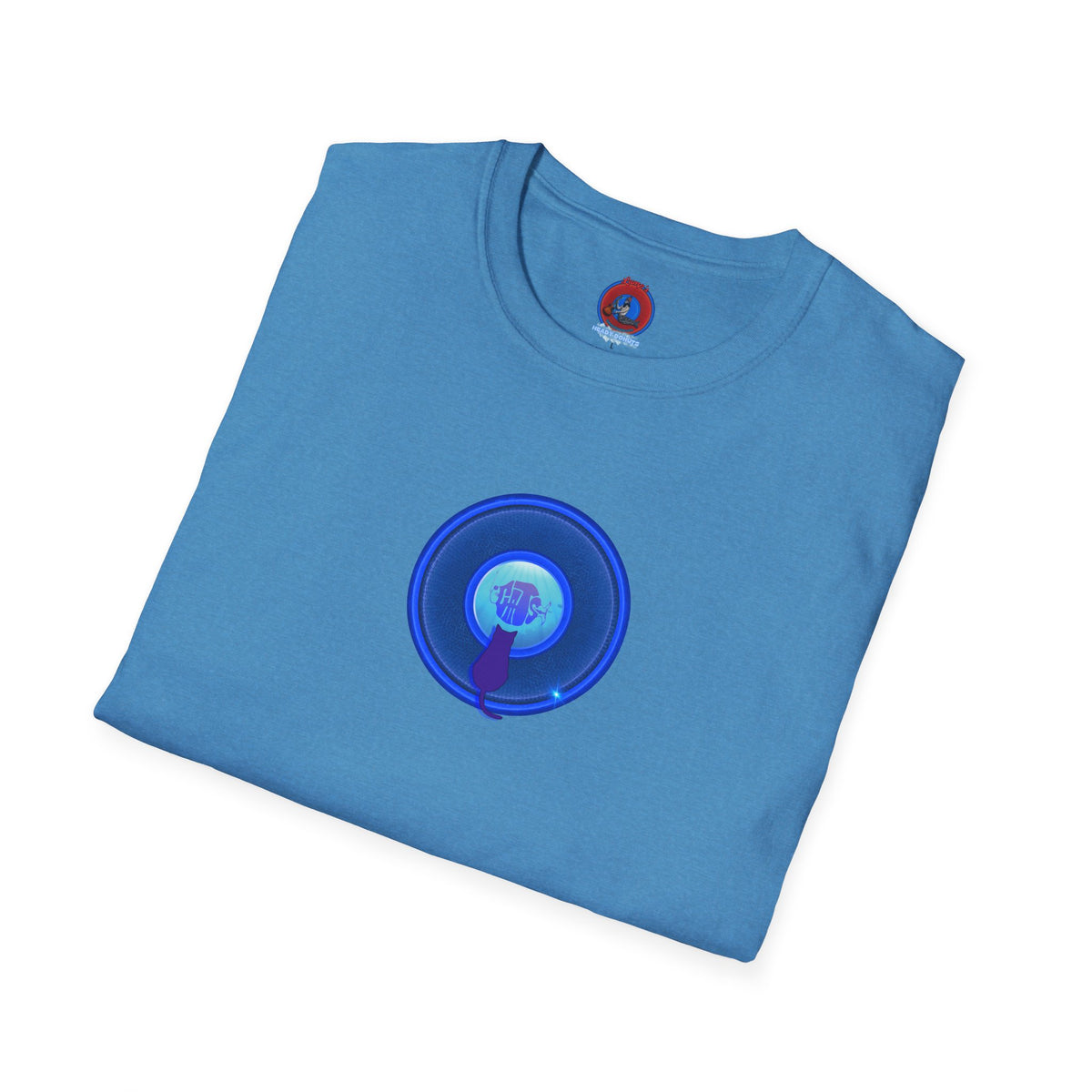 Classic Donut Tee - Unisex Soft-Style - "Cats: The Donut" - rustic blue/blue donut - variant 2