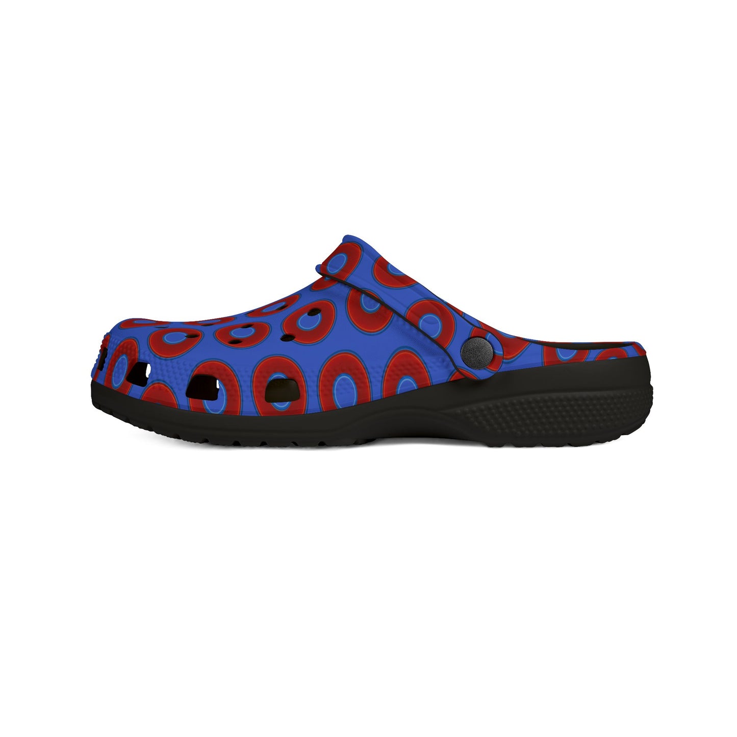 Spatchcocks - donut slip-on shoes - vivid red donuts w/royal blue background [unisex]