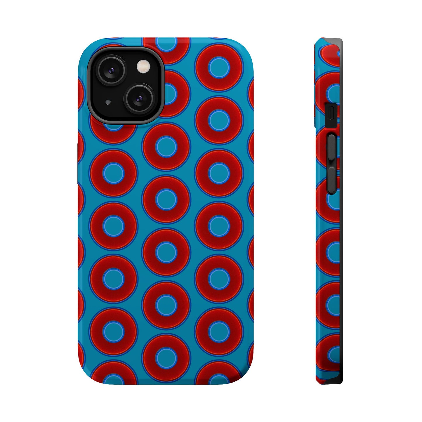 Magnetic Tough Donut Case - red vivid donut print w/aquamarine blue background
