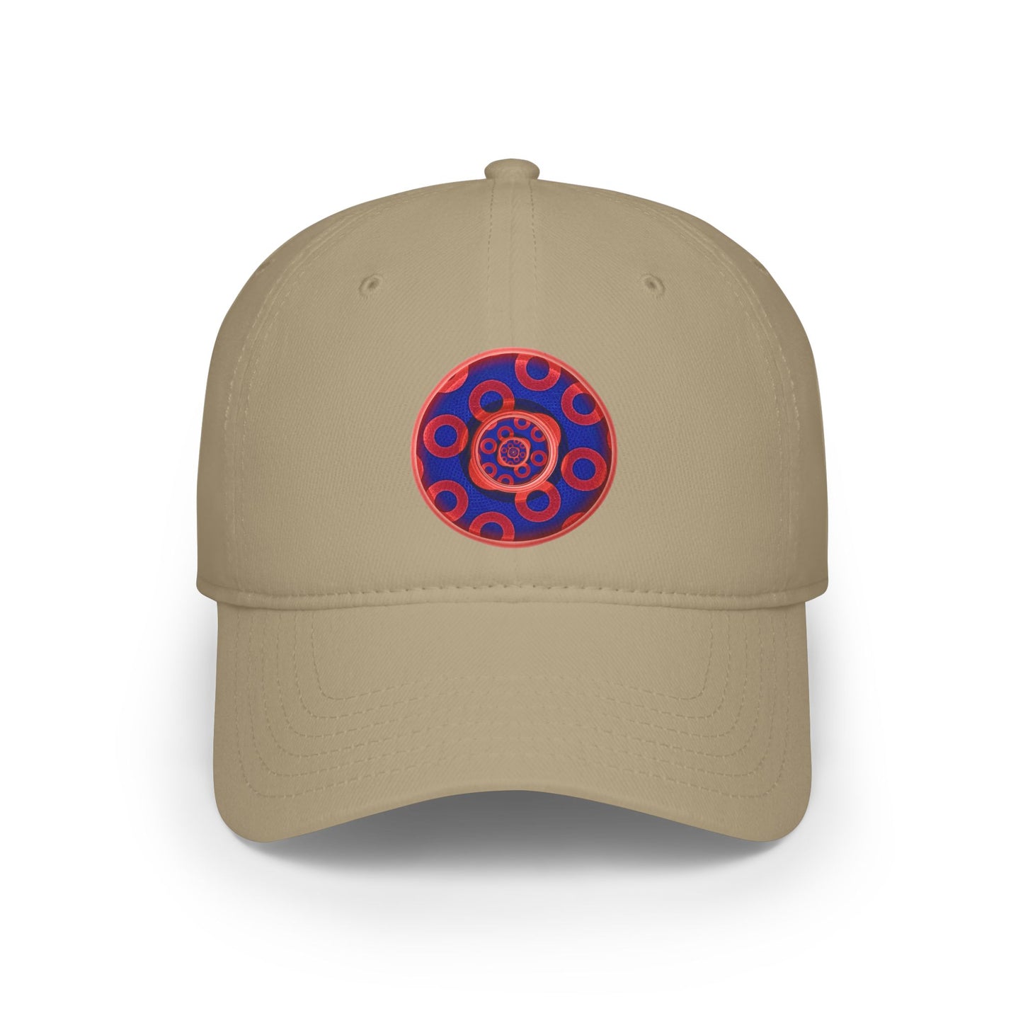 Lumpy Donut Baseball Cap - "Paradoxical Weathered Donut" - variant 2 - red/blue donuts donut w/