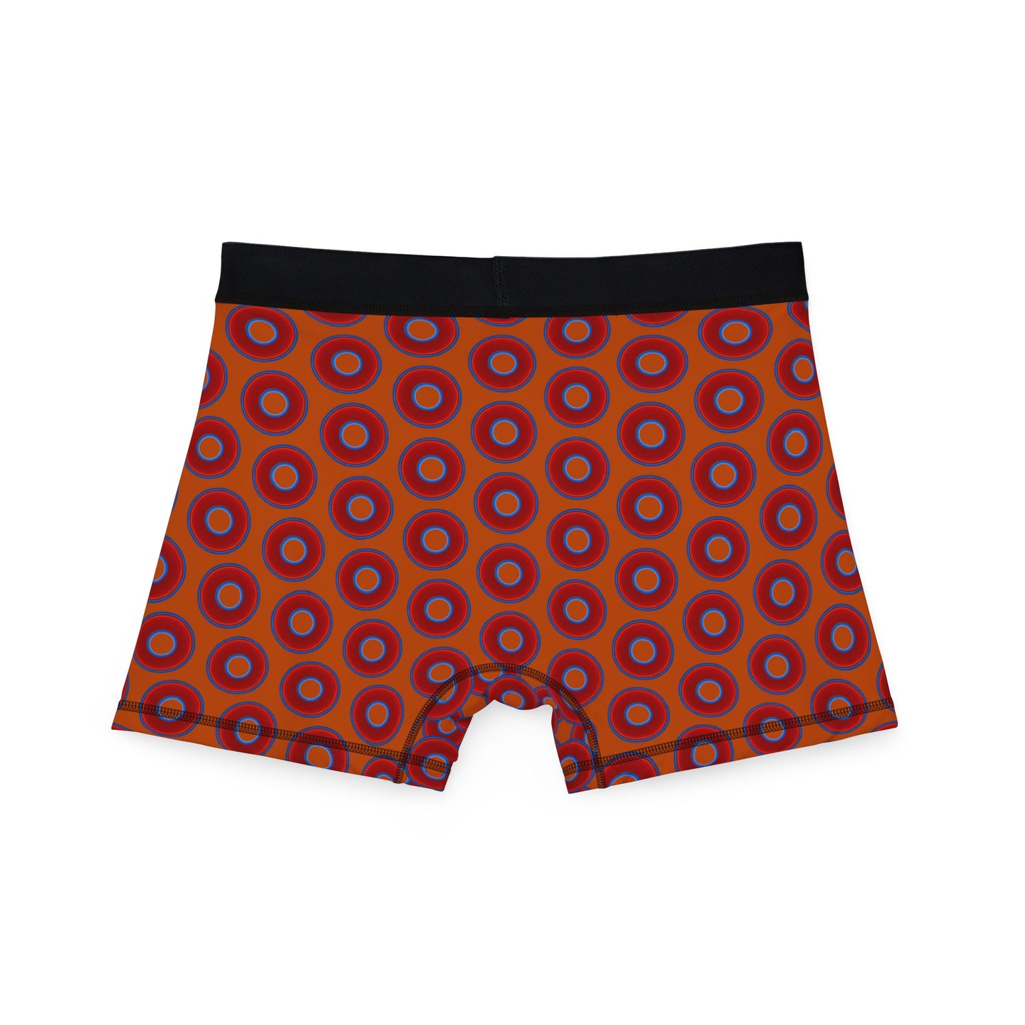 Men's Donut Boxers - red vivid donuts w/dark orange background