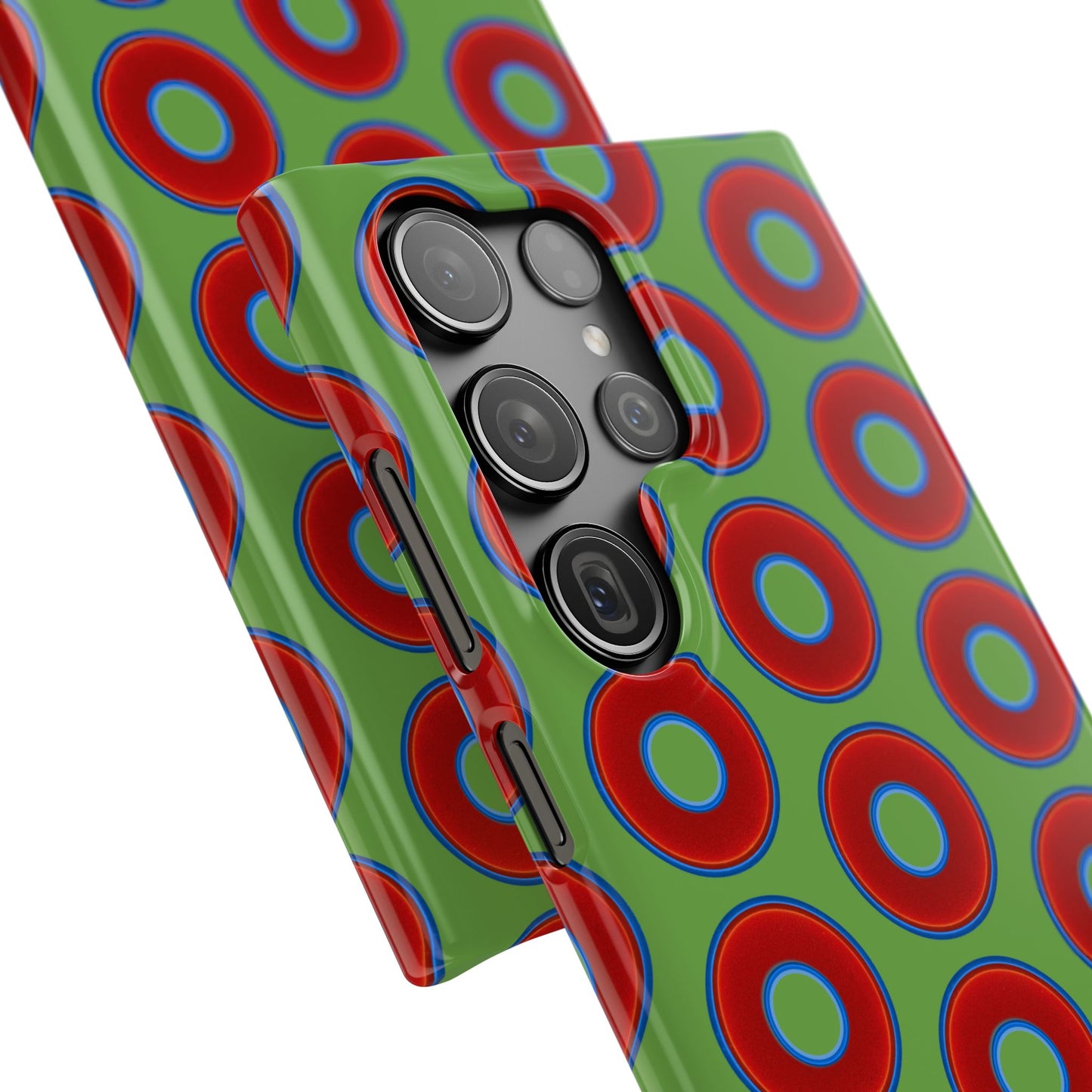 <Lumpy Donut Snap Case - red vivid donut print w/light green background