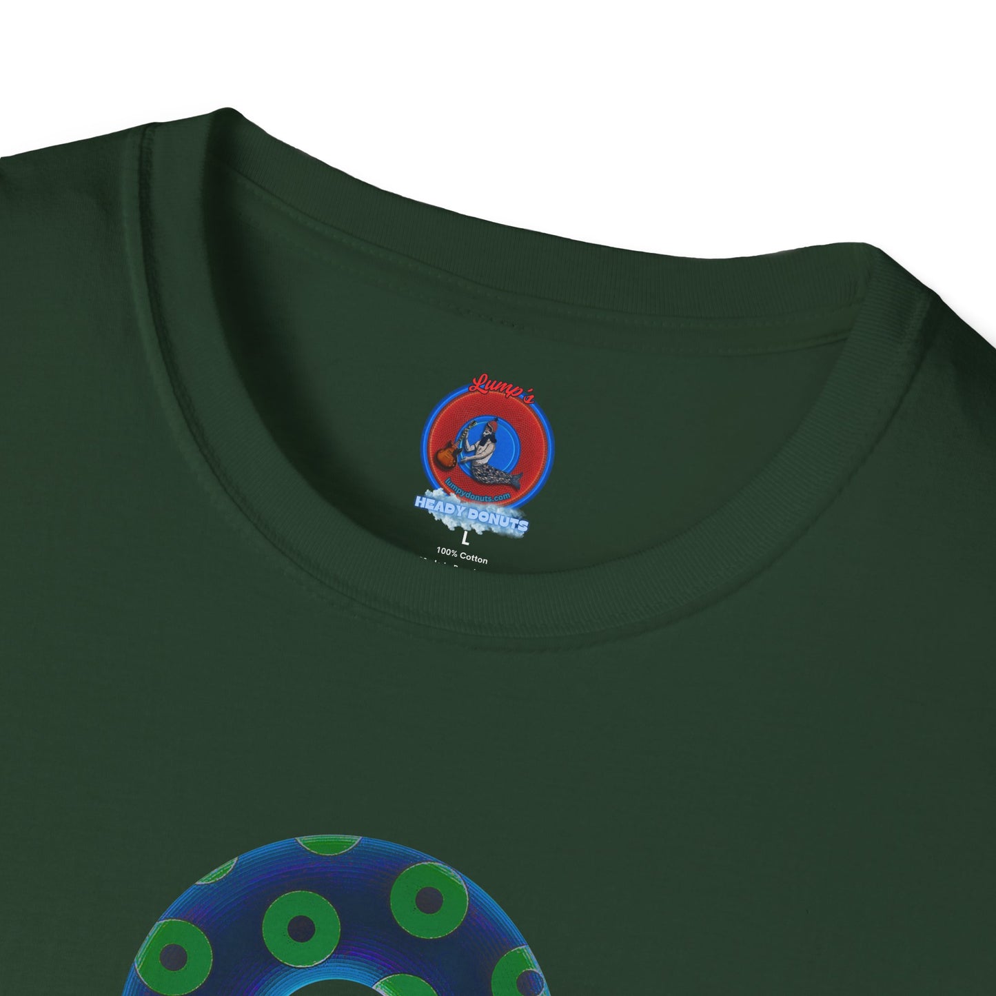 Plain Donuts/Unisex Soft-Style - "Plain Blimpy Paradoxical Donuts" - dark blue/lime green donuts